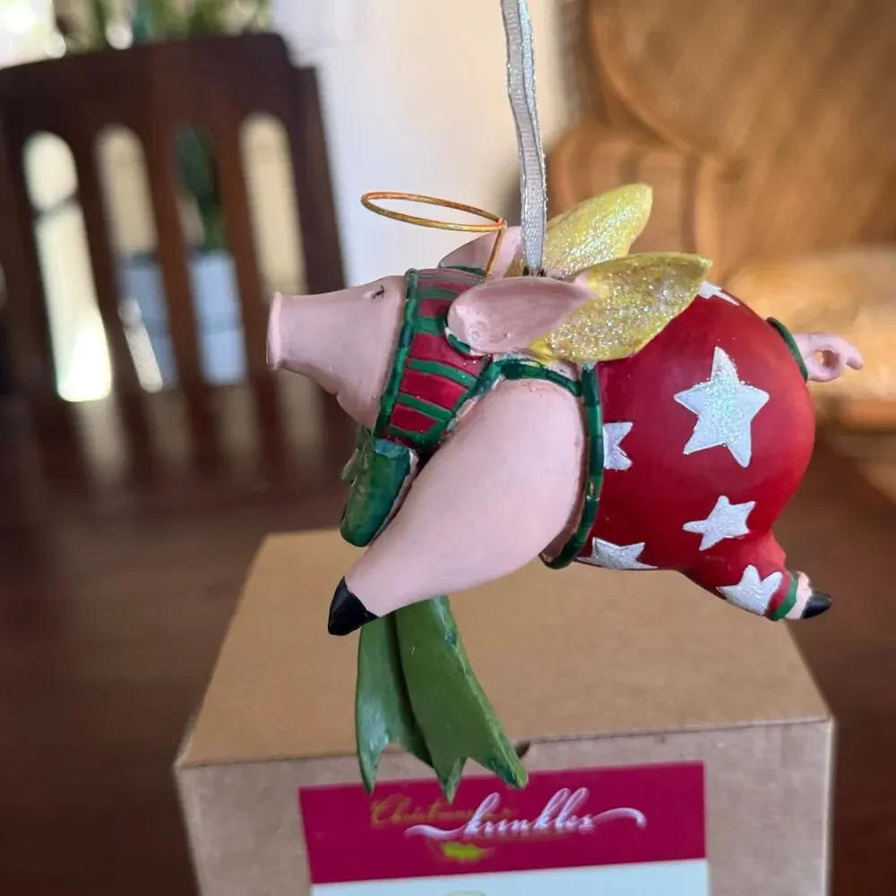 VTG Department 56 Christmas Krinkles by Patience Brewster - Pig flying